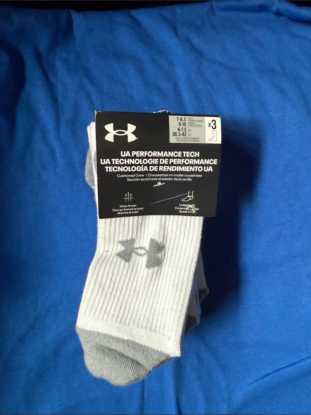 Under Armour Men's White and Gray Athletic Crew Socks - 3 Pack